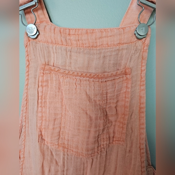 Pilcro Anthropologie Women's Gauze Micro Playsuit Overalls in Light Orange Peach - Picture 10 of 16